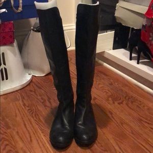 Knee high Cole Haan black leather and suede boots